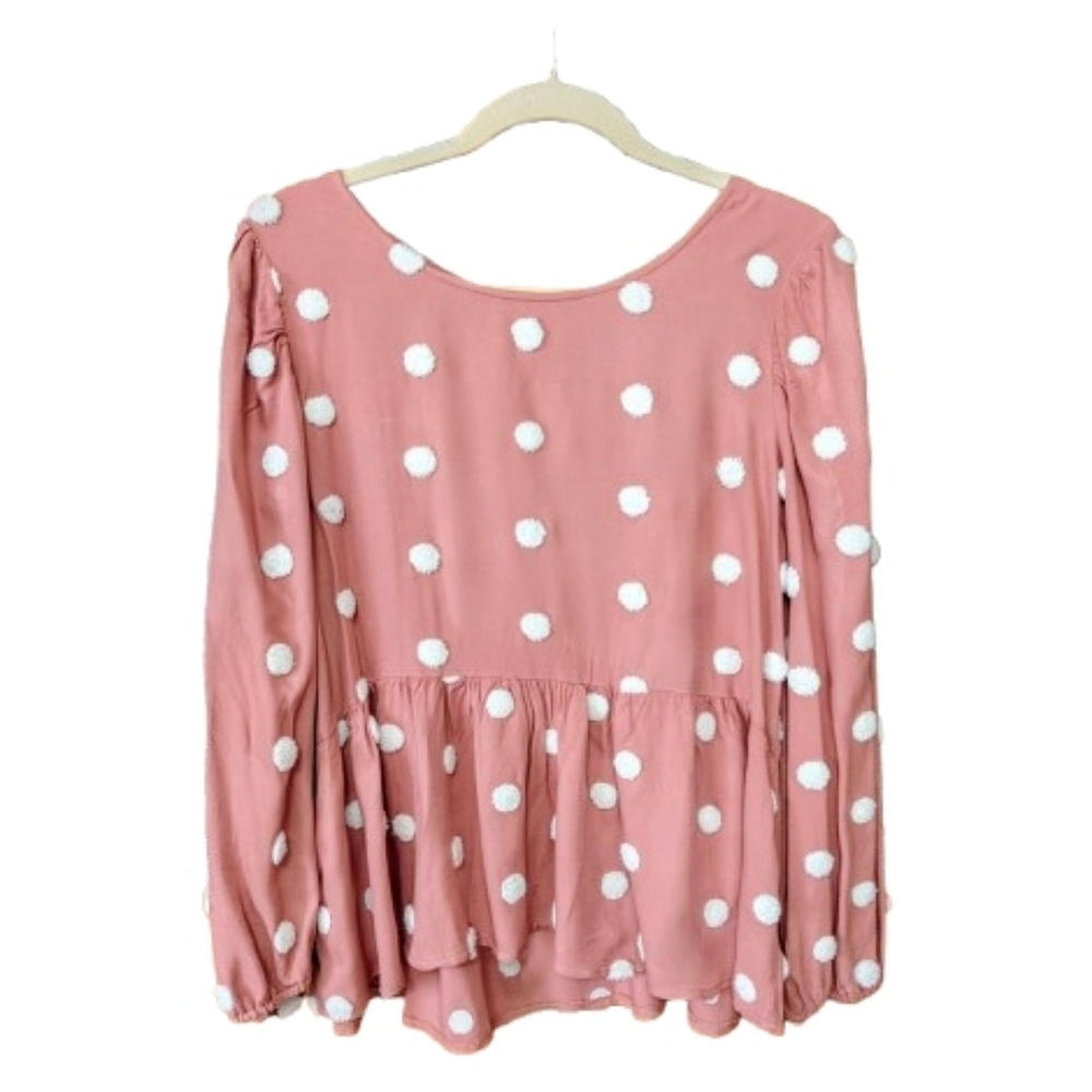 A'ltard State Pink With White Polka Dot Women's Top Peplem